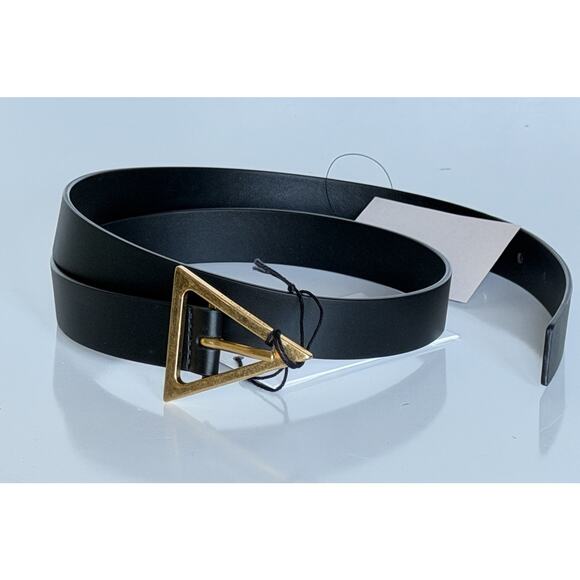 Bottega Veneta Triangle Calf Leather Black Belt 34/85 609275 Made in IT NWT $450 main image 7